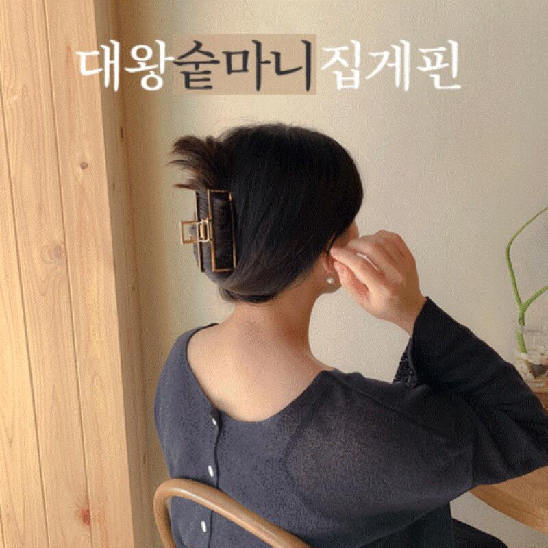 Women s Simple Square Curved Metal Long Hair Clip A25633_Silver