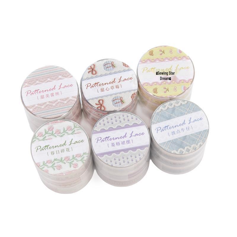 Twilight Dream Series PET Fabric Adhesive Tape - Fresh Ins Style, 6 Patterns for Journaling and Decoration