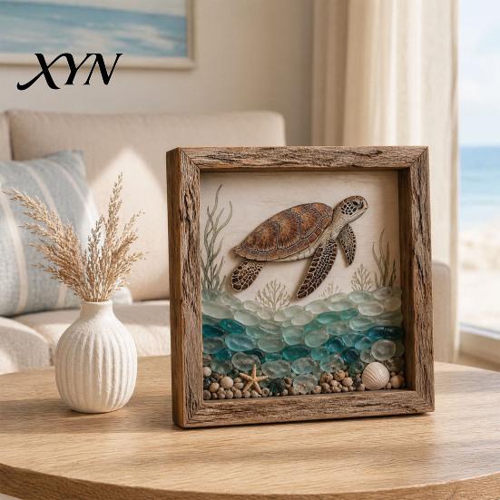 Table Centerpiece Light Sea Glass Art Painting with LED Light, DIY Mosaic Arts and Craft Kit, Eye-catching Home Decor Ocean Themed Beach Kit