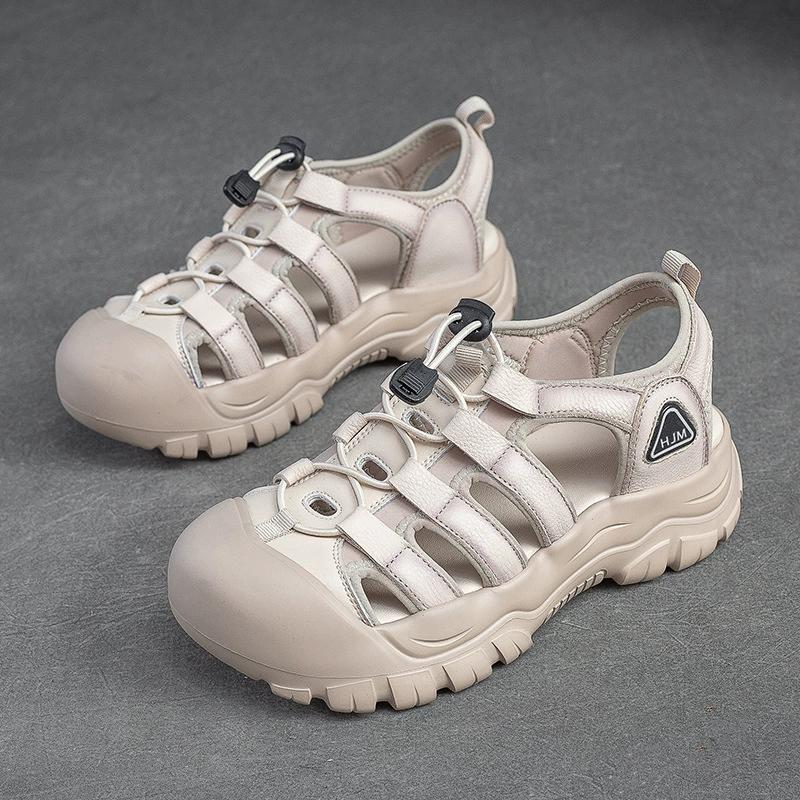 Fashion GKTINOO Women Sandals 2025 Summer Shoes Genuine Leather Covered Toe Soft Casual Walking Zapatos Mujer Plataforma