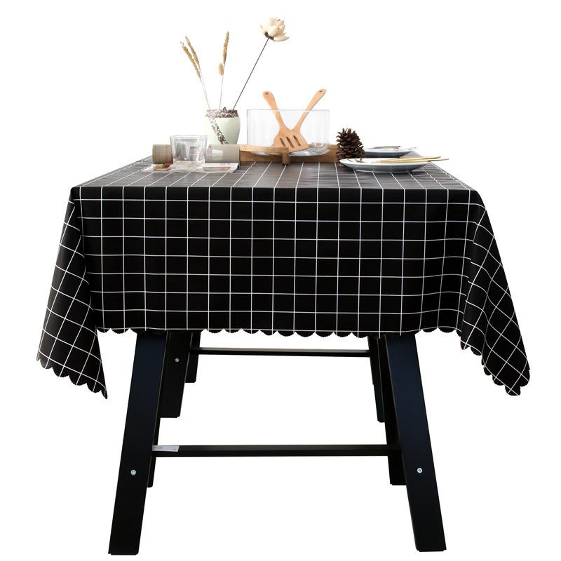 New Waterproof And Oil-Proof Leave-In Tablecloth Anti-Scalding Tablecloth Plaid Pvc Household Dining Table Coffee Table Mat Plastic Round Tablecloth
