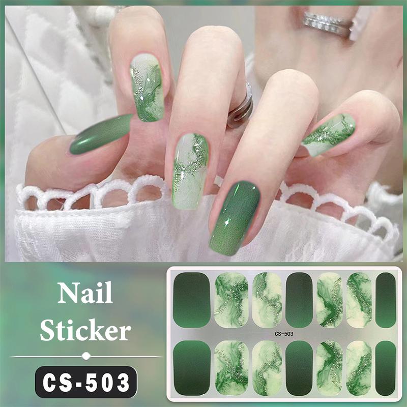Bez lampy do utwardzania Wodoodporne naklejki na paznokcie Pełne krycie Naklejki na paznokcie Mocne i niełatwe do odpadnięcia 14 paznokci/zestaw Wielokolorowe plastry na paznokcie