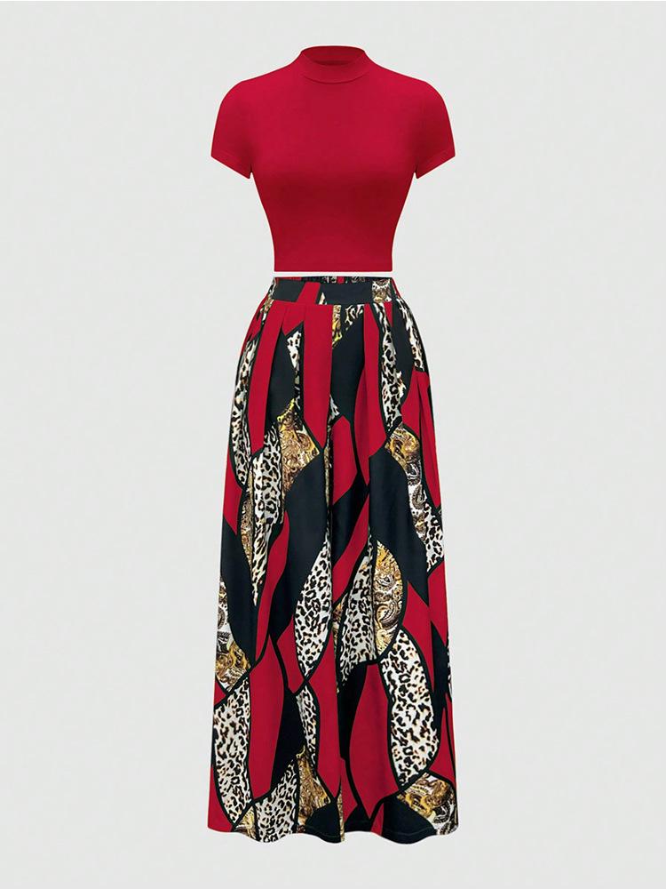 Women's Sleeveless Printed Fashion Set with Versatile Wide-Leg Pants