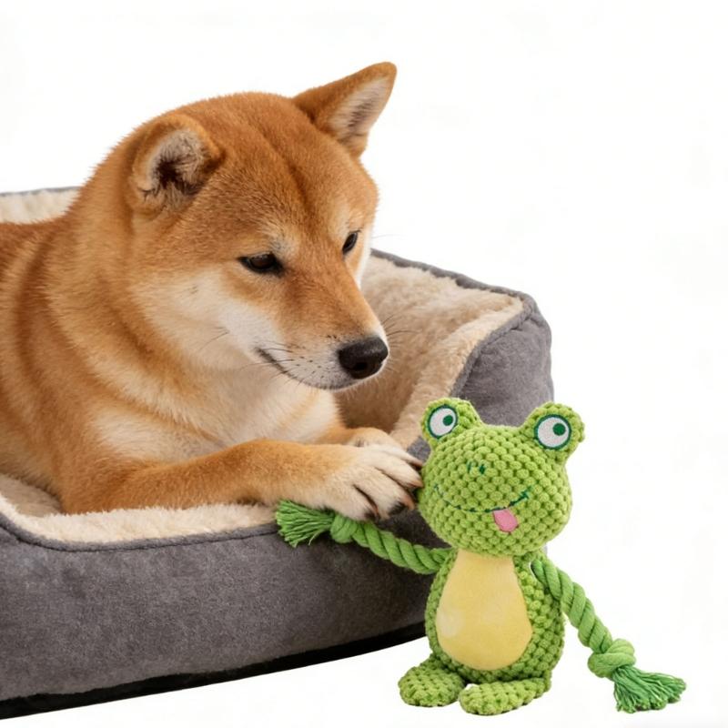 Squeaky Plush Cotton Rope Dog Toy For Interactively Play Teeth Cleaning And Anxieties Relief In Small Media Dog