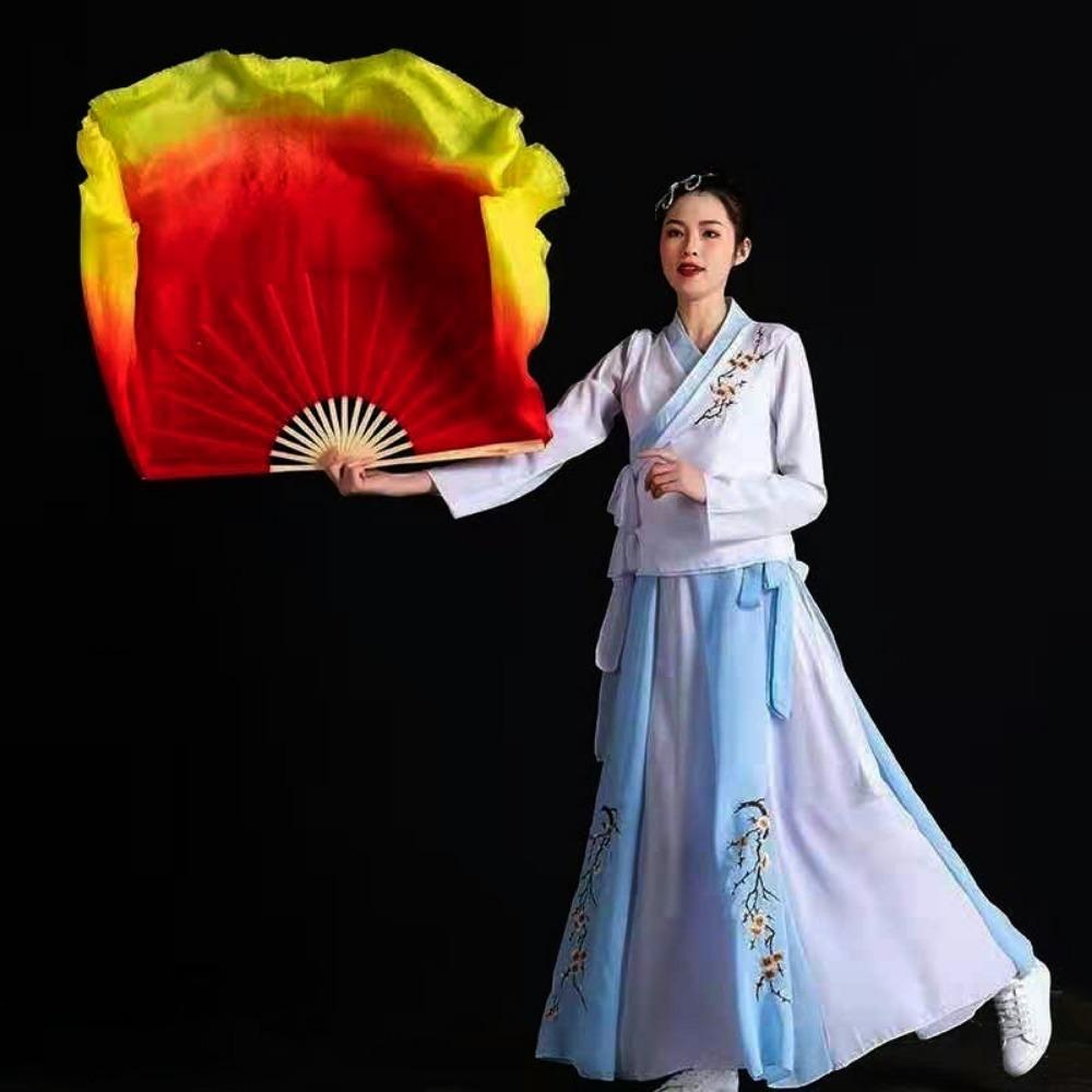 Colorful Kids Children Bamboo Fans Hand Dye Adults Fan  Veil Pairs Yangko Dance Tools
