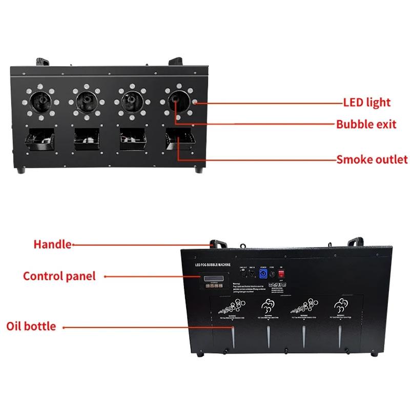 Smoke Bubble Machine Double Holes DMX 512 Remote Control Wedding Stage Bubbles Effect for DJ Disco Bars Parties Show