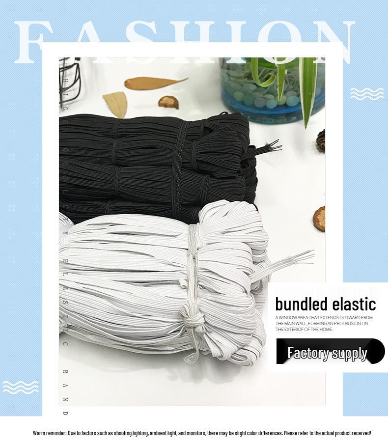 Black and White Flat Latex Elastic Band - Low Elasticity for Clothing