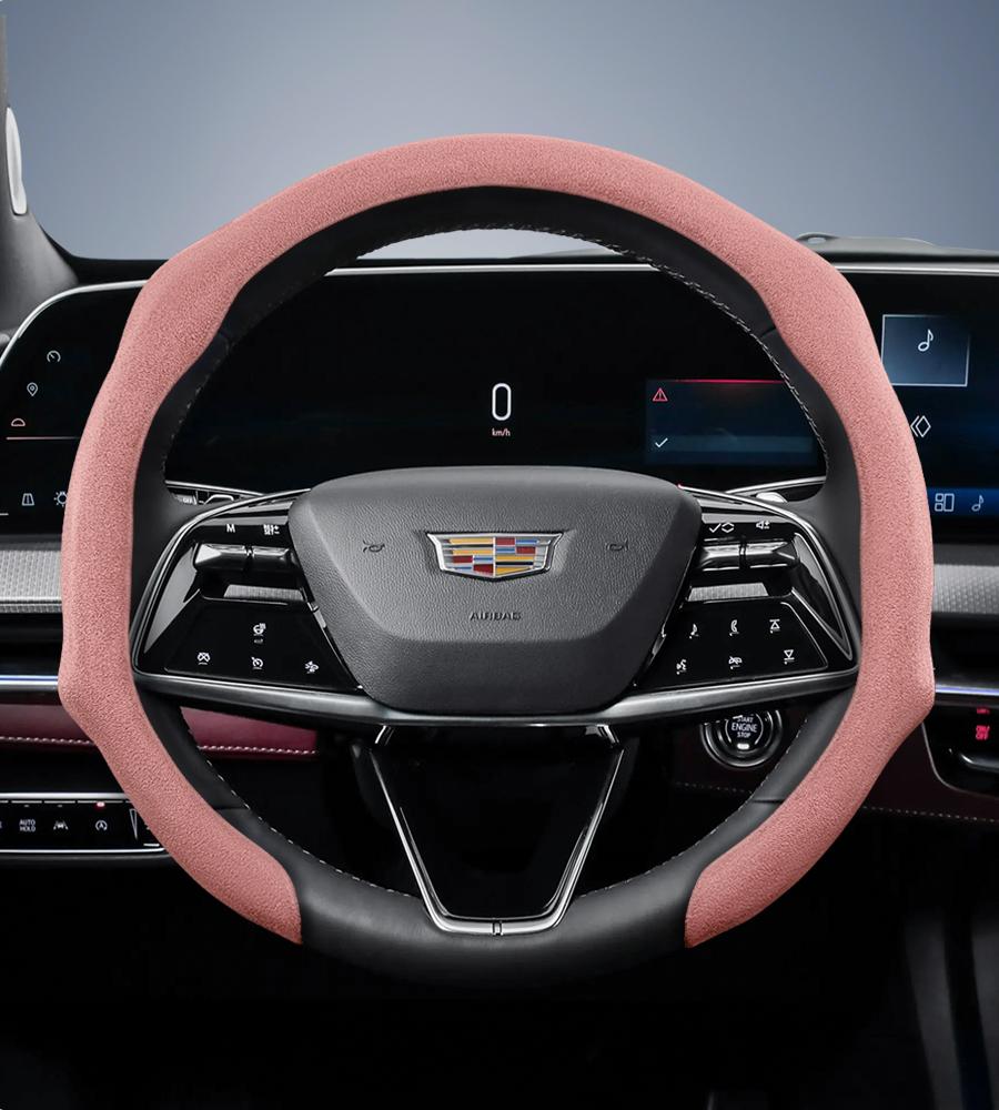Suitable for Cadillac Premium Suede Snap-On Steering Wheel Cover Anti-Slip Durable Car Accessories Cts 2013 Ct4 Carbon Interior Ct5 Xt5 Xt4 Xt6