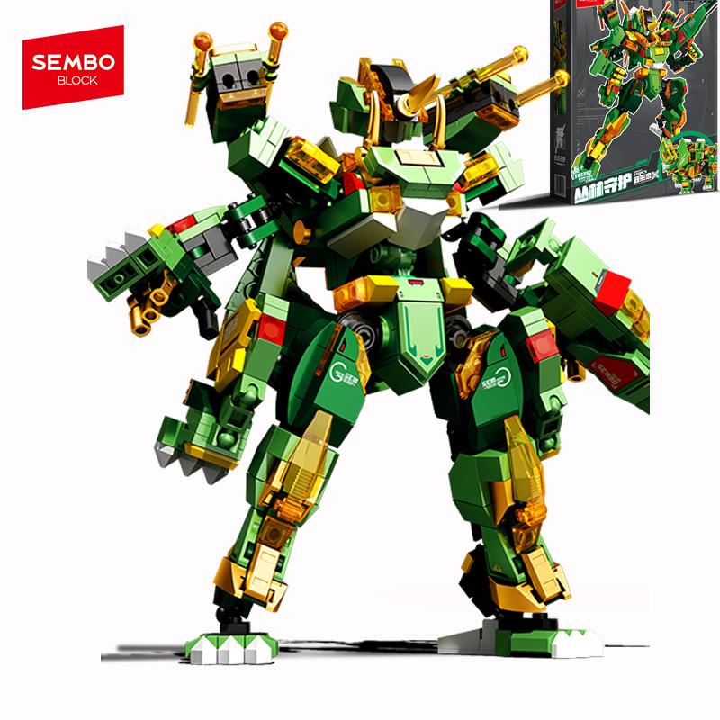 SEMBO BLOCK Dinosaur Transformation Mecha Building Blocks Robot Model Assembly Bricks Decoration Kids Toys Boys Birthday Gifts