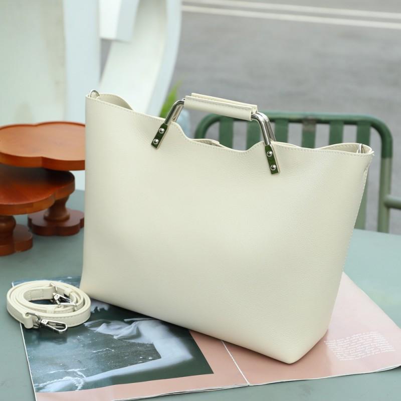 Fashionable High-End Leather Tote Bag Women Large Capacity Natural Handbag Commuting Leisure Crossbody