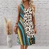 Plus Size V Neck Sleeveless Dress Misty River Valley Ink Print For Lakeside Leisure Trip