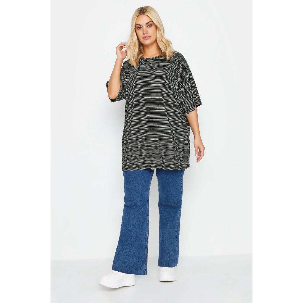 Plus Size Crew Neck Half Sleeve Long Cut T-shirt 302549