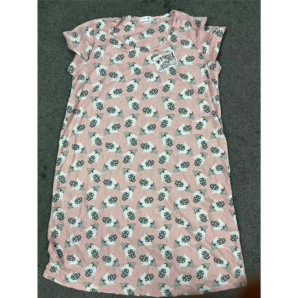 Women Nightdress Short Sleeve Cute Cartoon Sleepwear Sweet O Neck Nightgowns Pyjamas Lady's Cotton Sleepdress