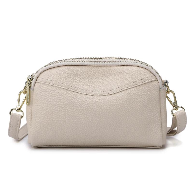 

100% cowhide Womens New Korean Fashi Ladies Shoulder Bag Trend Handbags Retro Designer Luxury Female Totes Handbag for Girls бежевый