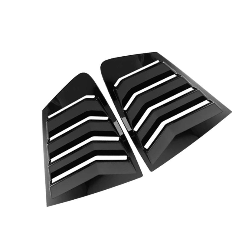 2PCS Glossy Black Rear Side Window Trim Spoiler Back Window Shutter Cover Louver Air Vent for Mazda 3 Axela Sedan