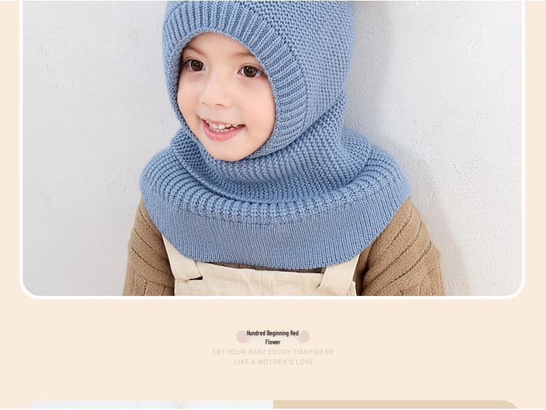 Koreaanse Stijl Kinder Dubbele Pompon Oorflappen Hoed & Eendelig Sjaal Set (Herfst/Winter 2025 Collectie)