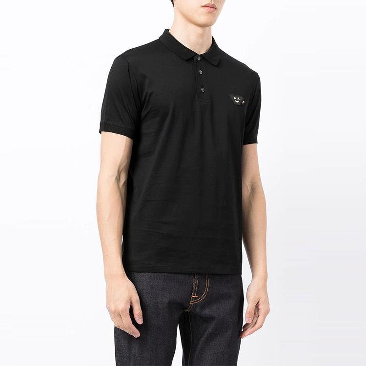 Emporio Armani FW21 Label Short Sleeve Polo Shirt Men Tops Black 6K1FCQ-1JTUZ-999