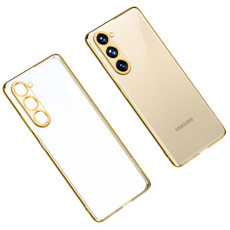 SULADA Electroplating Phone Case for Samsung Galaxy S23,Straight Edge Clear TPU Phone Cover