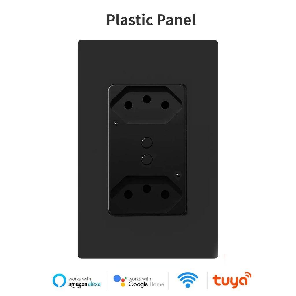 Melery Brasil WiFi Smart Stikkontakt USB Tuya Elektrisk Plugg Uttak PC/Glasspanel Alexa Google Home, Hjemmeautomasjon