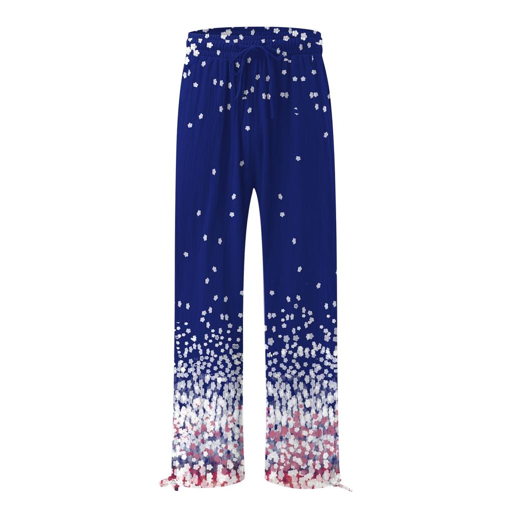 Women's  Casual Loose High Waist Cotton Linen Wide Leg Long Pants With Pockets