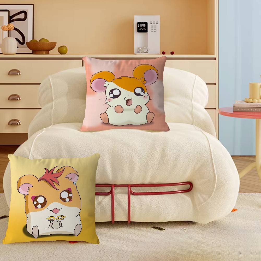 H-Hamtaro Cute Hamster Pillow Gift Home Office Decoration Bedroom Sofa Car Cushion Cover Case 45x45