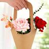 10 Piezas Bolsas de Embalaje para Decoración de Ramo de Flores de Papel Kraft con Asas, Bolsas Sencillas de Papel Kraft Marrón para Ramo de Flores de Boda