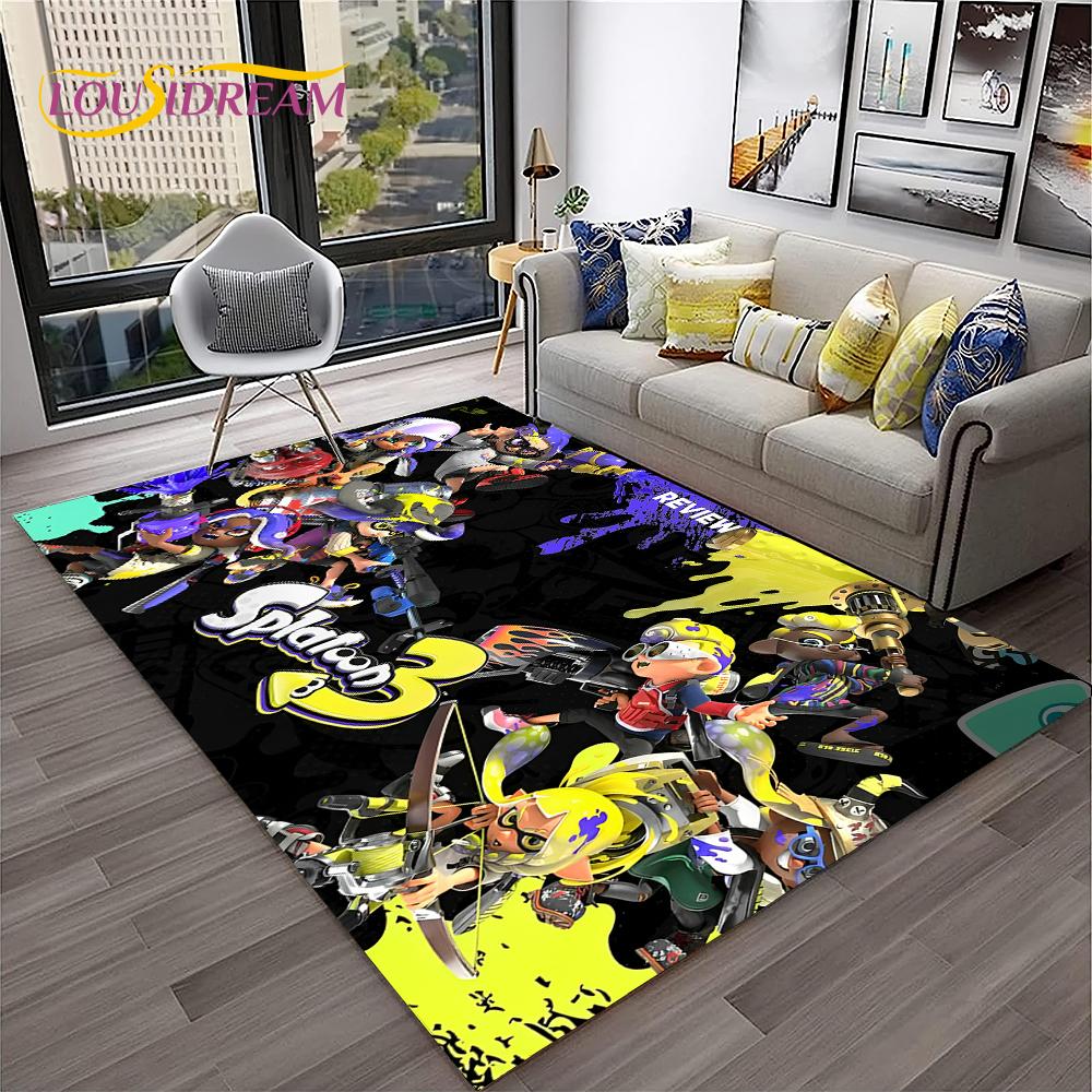 Cartoon PC Gamer 3D Games Splatoon Carpet Rug for Home Living Room Bedroom Sofa Doormat Decor,kids Area Rug Non-slip Floor Mat