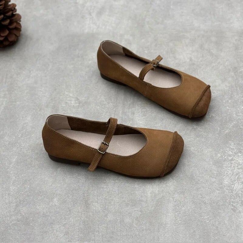 

Johnature, женская обувь на плоской подошве из натуральной кожи с квадратным носком и пряжкой, однотонная обувь ручной работы на мягкой подошве 40 хаки