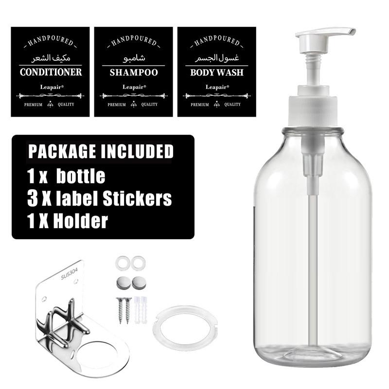 500ml Bathroom Soap Dispenser Bottle Shampoo Shower Gel Refillable Bottle Travel Storage Bottle Transparent Lotion Bottles with Labels