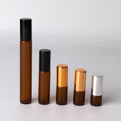 1 ml – 10 ml braune Glasflasche für ätherische Öle mit Stahl-Rollerball