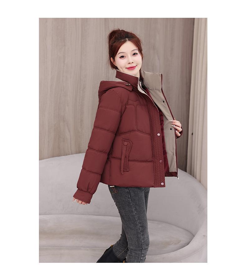 Geacă de iarnă groasă, călduroasă, scurtă, cu glugă, rezistentă la vânt, pentru femei