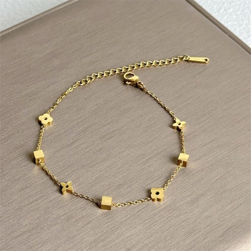 Ελαφριά Πολυτέλεια Τετράφυλλο Λουλούδι Χειροκόσμημα Υψηλή Αίσθηση Διπλής Όψης Τετράφυλλο Τριφύλλι Βραχιόλι Γυναικείο Απλό Βραχιόλι Με Ταμπεραμέντο