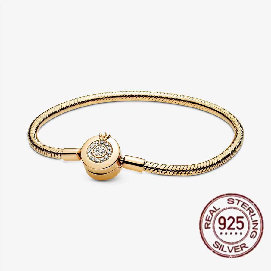 Best-selling 925 Sterling Silver Heart-shaped Crown Snake Bone Chain, Perfect for the Original DlY Bracelet! Ladies' Birthday Fa