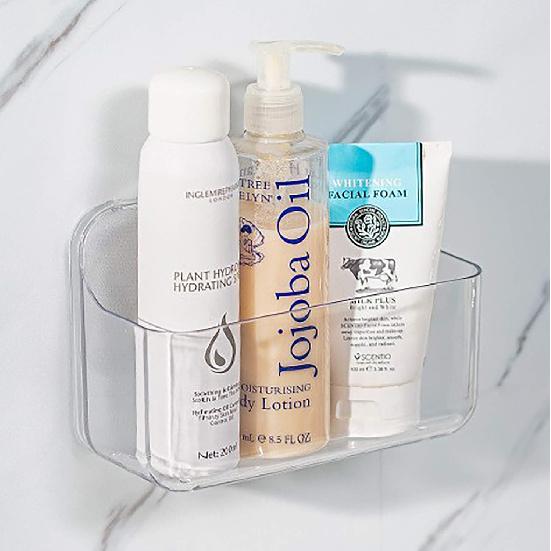 Plastic Wall Mount Organizer Rack Shelf Container Bin Storage Box Holder Basket Hanging Walls/Doors Free Punch for Kitchen, Bathroom, Cabinet,