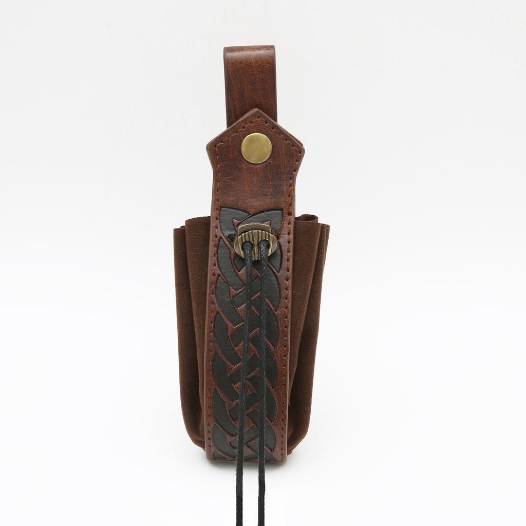 3PCS Medieval Cosplay Copper Coin Waist Bag Renaissance Vintage Leather Belt Halloween Role Playing Headwear Accessories Set