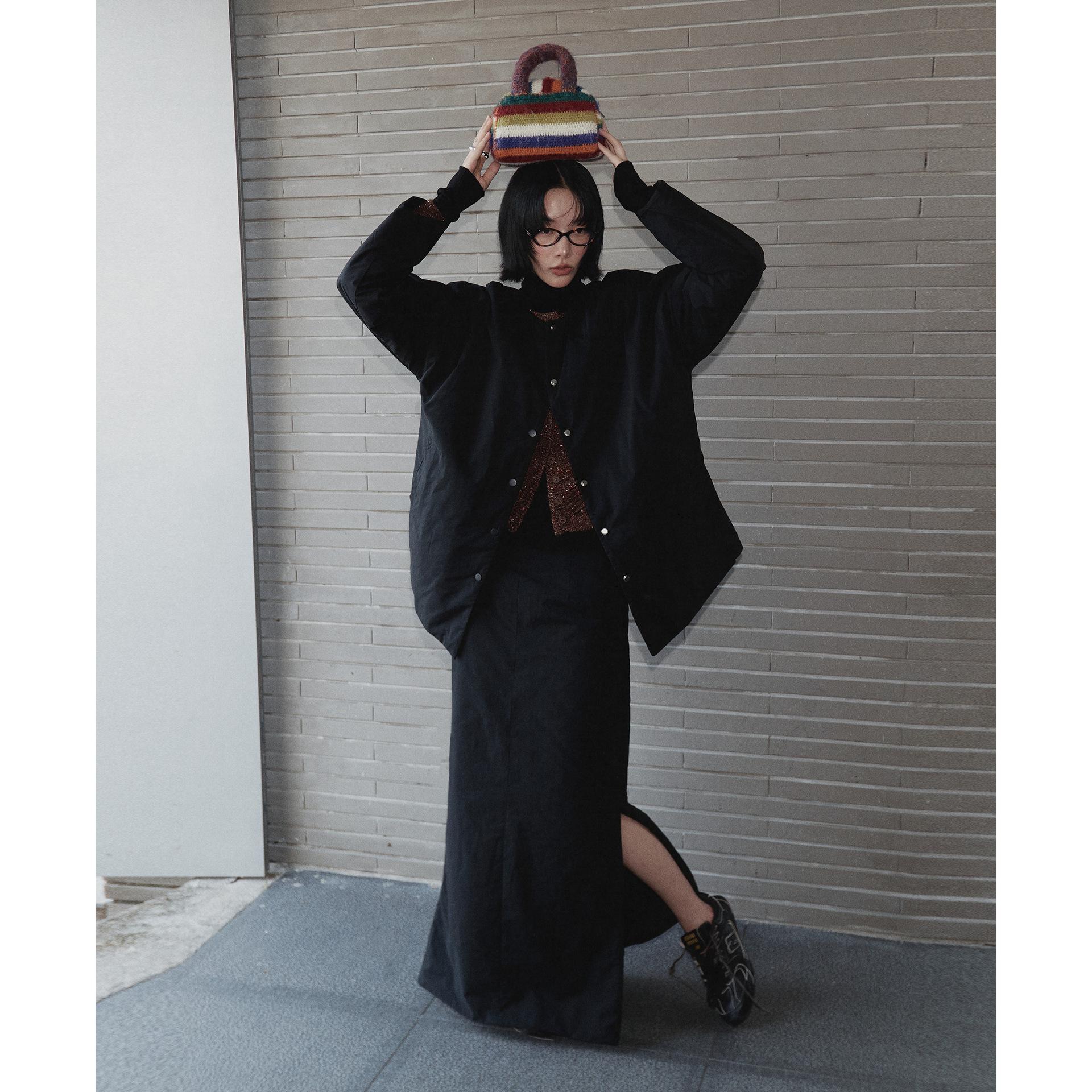 

Дизайнерская белая хлопковая куртка с разрезом для женщин на зиму, тринадцать рядов утолщенных стеганых топов M