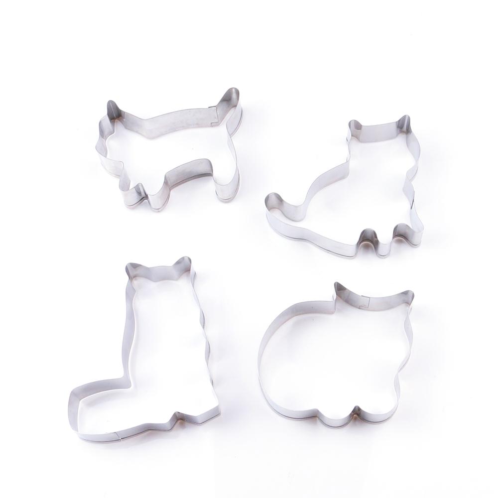 5pcs/set Cute Cat Kitten Pattern Stainless Steel Cookie Mould Cracker Mold Biscuit Cutter for DIY