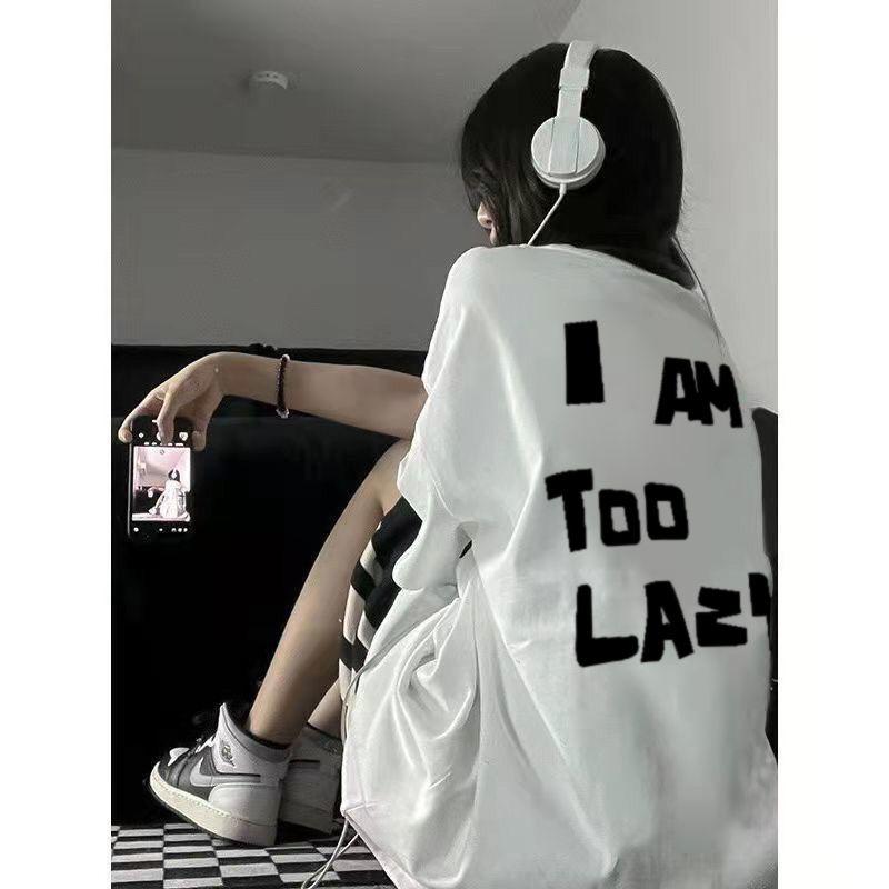 

Fashion Trendy Stylish Pure Cotton Short Sleeve T-Shirt Female Plus Size Plus Size Ladies Loose American Retro Couple Half Sleeve Tops White 5XL(Suggested 100.50 kg-120.00 kg)