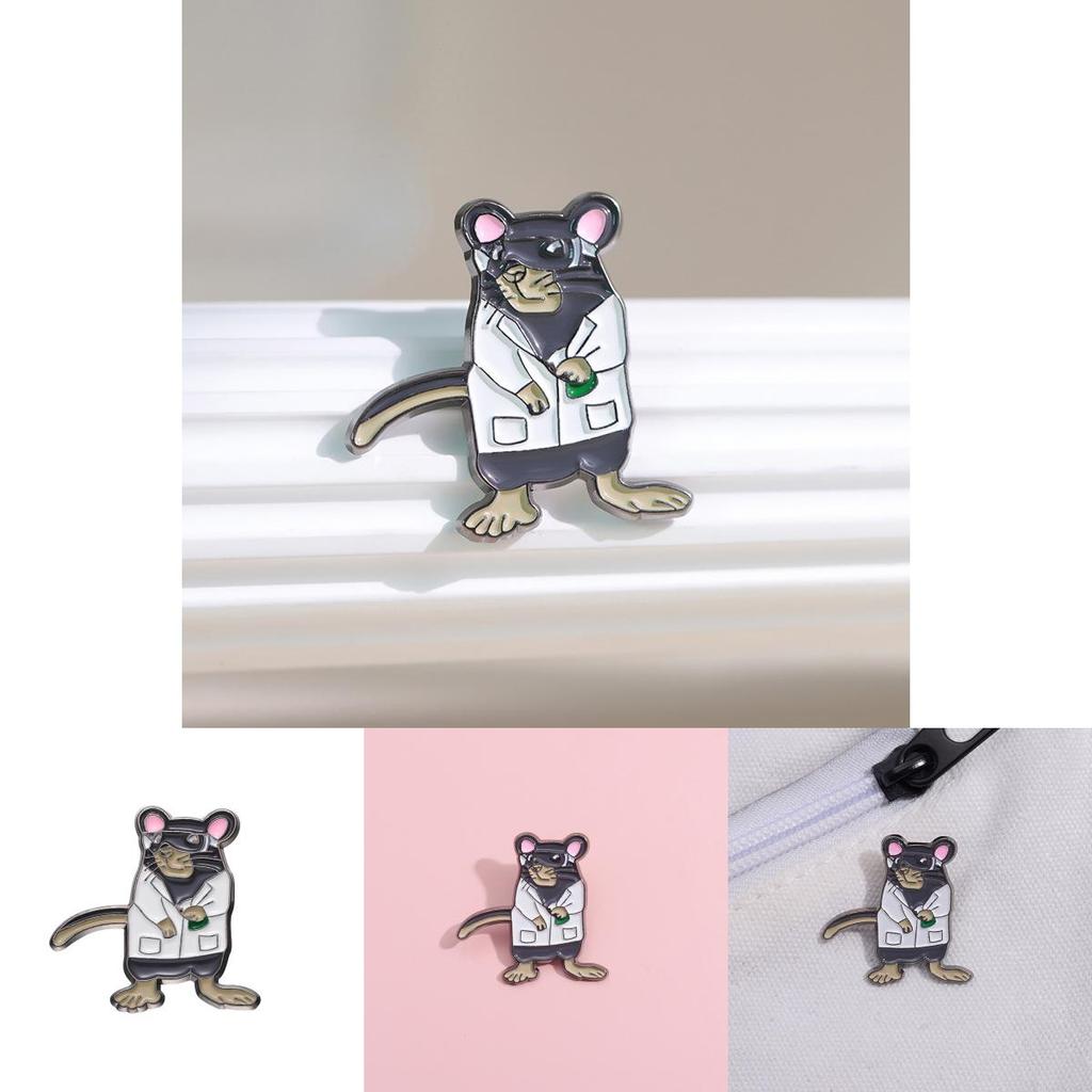 Whimsical Cartoon Animal Brooch With Charming Mouse Illustration Perfect For Stylish Outfits