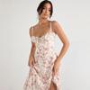 Frauen Y2k Square Neck Lace Trim Langes Kleid Low Cut Ärmelloses Bustier Midi Kleid Ausgehen Spaghetti Träger Sommerkleid