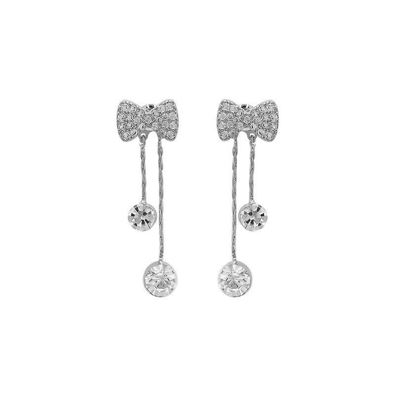 Neue Gold Farbe Shiny Bowknot Quaste Stud Ohrringe Für Frauen Exquisite Strass Bogen Baumeln Ohrringe Mädchen Schmuck Freunde Geschenk