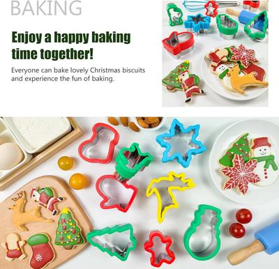 Cute Christmas Cookie Cutting Machines Christmas Cartoon Cookie Molds Santa Claus Snowflake Flipping Sugar Cookies Baking Tools