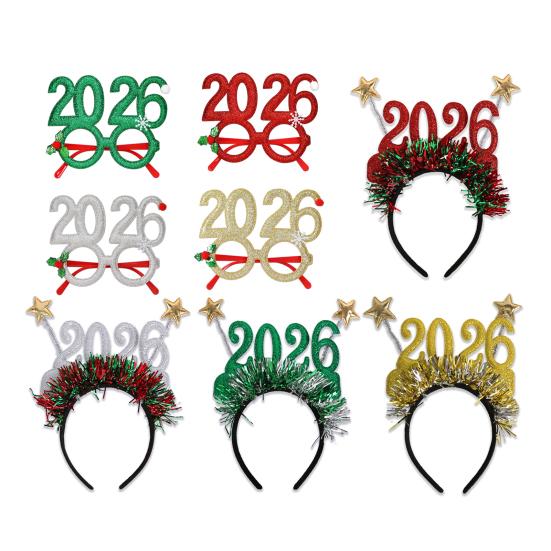 New Year Eve Party Supplies 2026 Glitter Tinsel Headband And Glasses Set for Happy New Year Party Celebration
