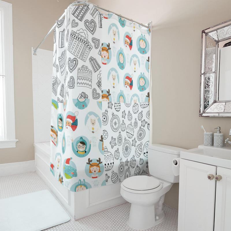 Tu Decorative Shower Curtain Vintage Floral Pattern Bathroom Fabric Backdrop Washable Waterproof Home Decor