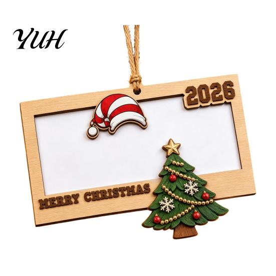 Reusable Christmas Money Clip Wooden Holder, Personalized Cash Gift Wallet with Santa Creative Present Holder Design, Tree Hanging Ornament,