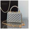 Simple bag Women's hand bag Box bag Delicate plaid chain Crossbody handbag