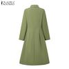 ZANZEA Women Turn Down Collar Casual Long Sleeve Dress