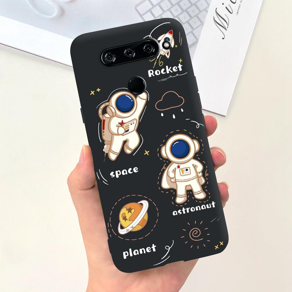Case For LG V40 ThinQ Cartoon Astronaut Dinosaur Soft Silicon Black Cover For LG V50 V50S ThinQ 5G LG V30 2017 Bumper Phone Case