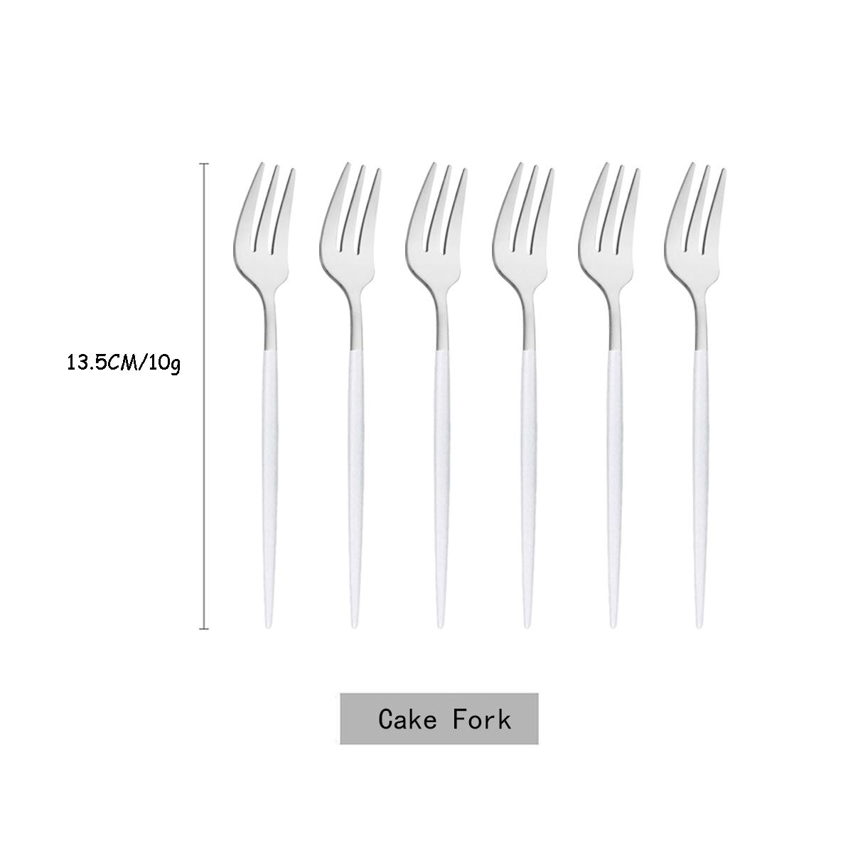 

Набор столовых приборов из 6 предметов, белый серебристый, из нержавеющей стали, столовая посуда, десертные ножи, вилки, ложки с длинной ручкой, кофейные ложки, столовые приборы