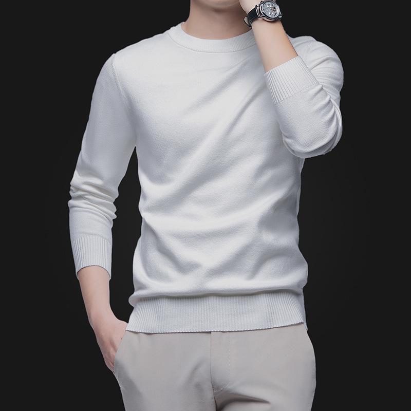 Korean Style Slim Fit Anti-Pilling Wool Sweater - Youth Casual Round Neck for Autumn & Winter